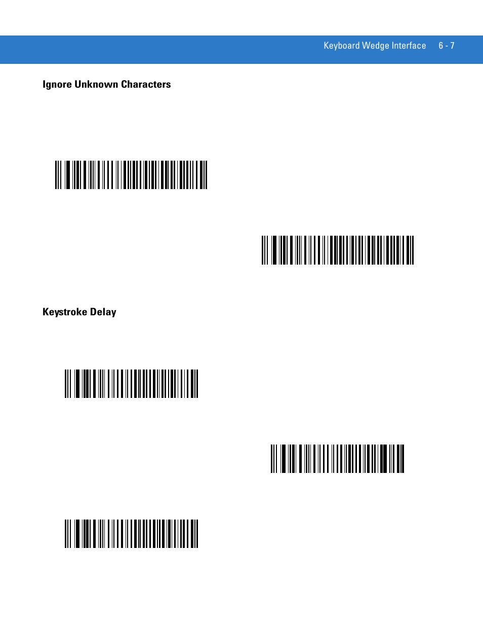 Ignore unknown characters, Keystroke delay, Ignore unknown characters -7 keystroke delay -7 | Motorola DS3478 User Manual | Page 81 / 404