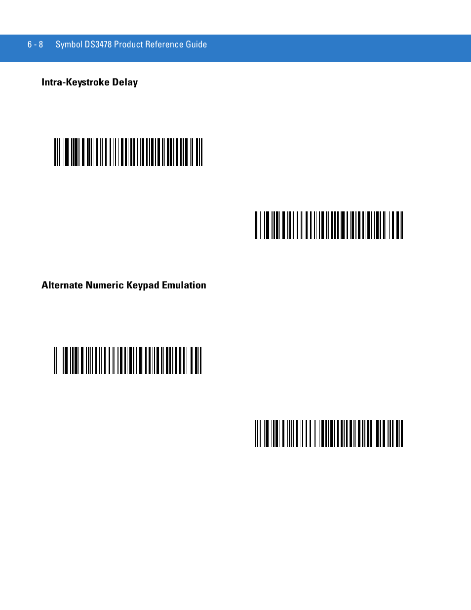 Intra-keystroke delay, Alternate numeric keypad emulation | Motorola DS3478 User Manual | Page 82 / 404