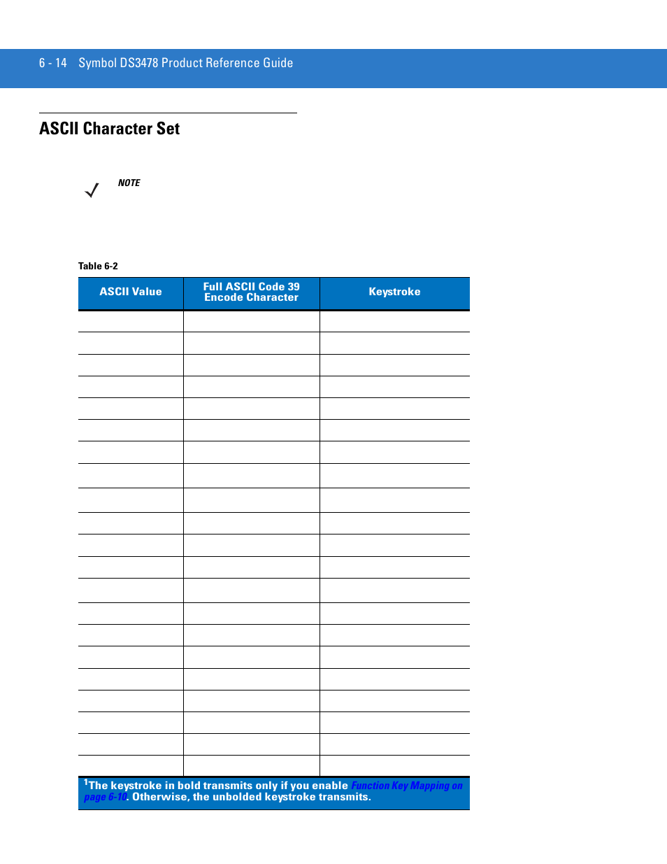 Ascii character set, Ascii character set -14 | Motorola DS3478 User Manual | Page 88 / 404