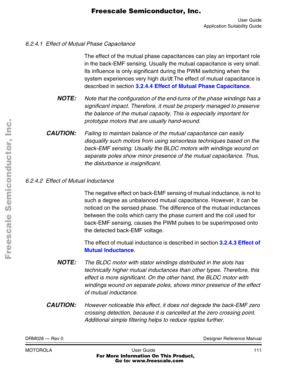 Low and in the sections, 2 effect of, Mutual inductance | 1 effect of mutual phase capacitance | Motorola M68HC08 User Manual | Page 111 / 168