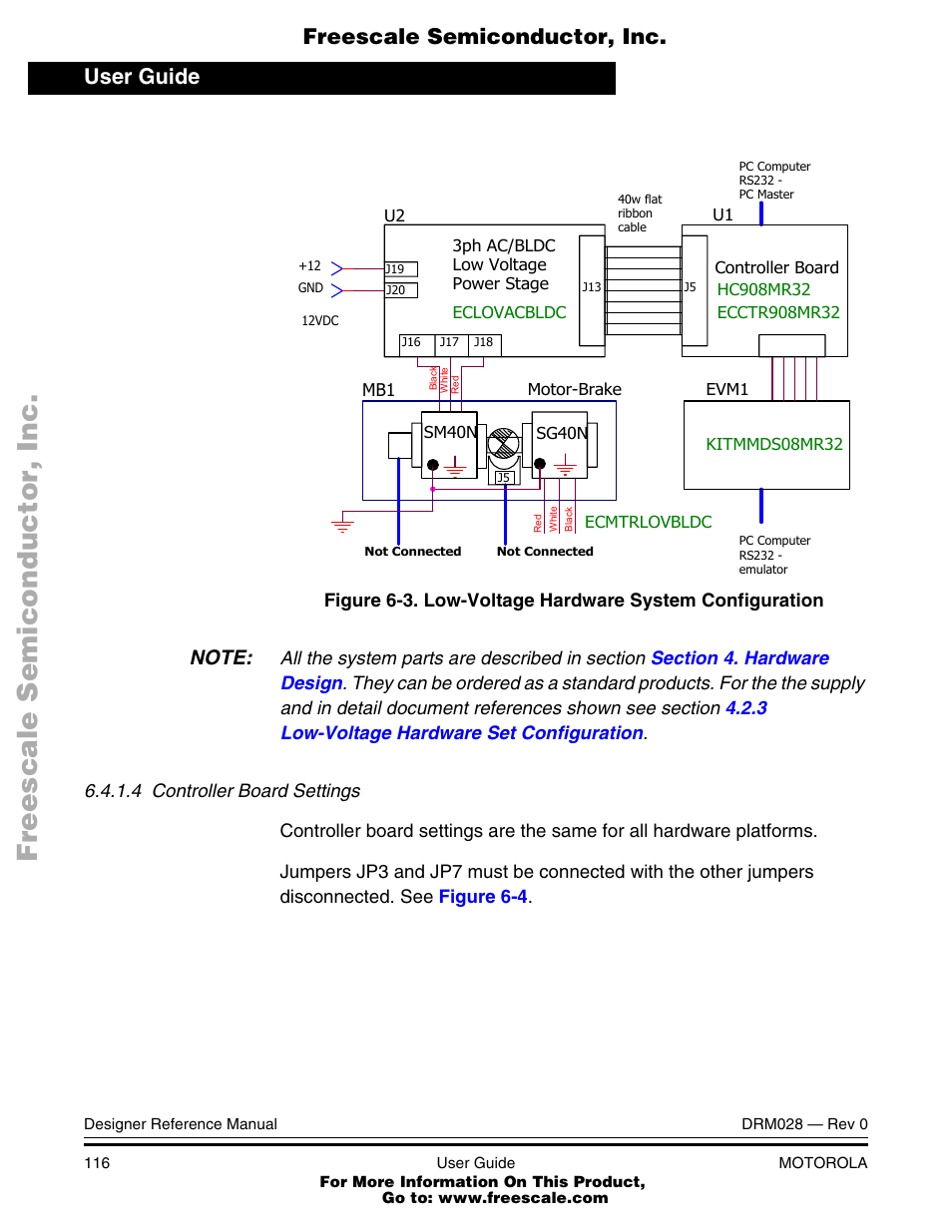 Low-voltage hardware system configuration, Figure 6-3, Show the conf | Motorola M68HC08 User Manual | Page 116 / 168