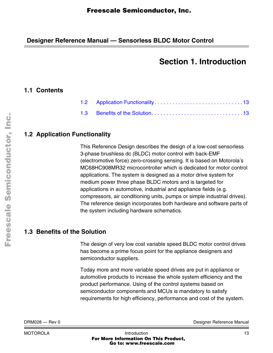 Motorola M68HC08 User Manual | Page 13 / 168