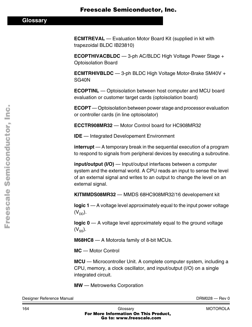 Motorola M68HC08 User Manual | Page 164 / 168