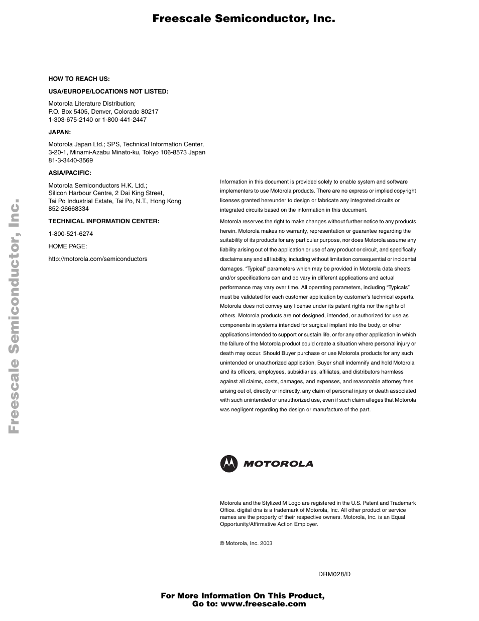 Freescale semiconductor, inc | Motorola M68HC08 User Manual | Page 168 / 168