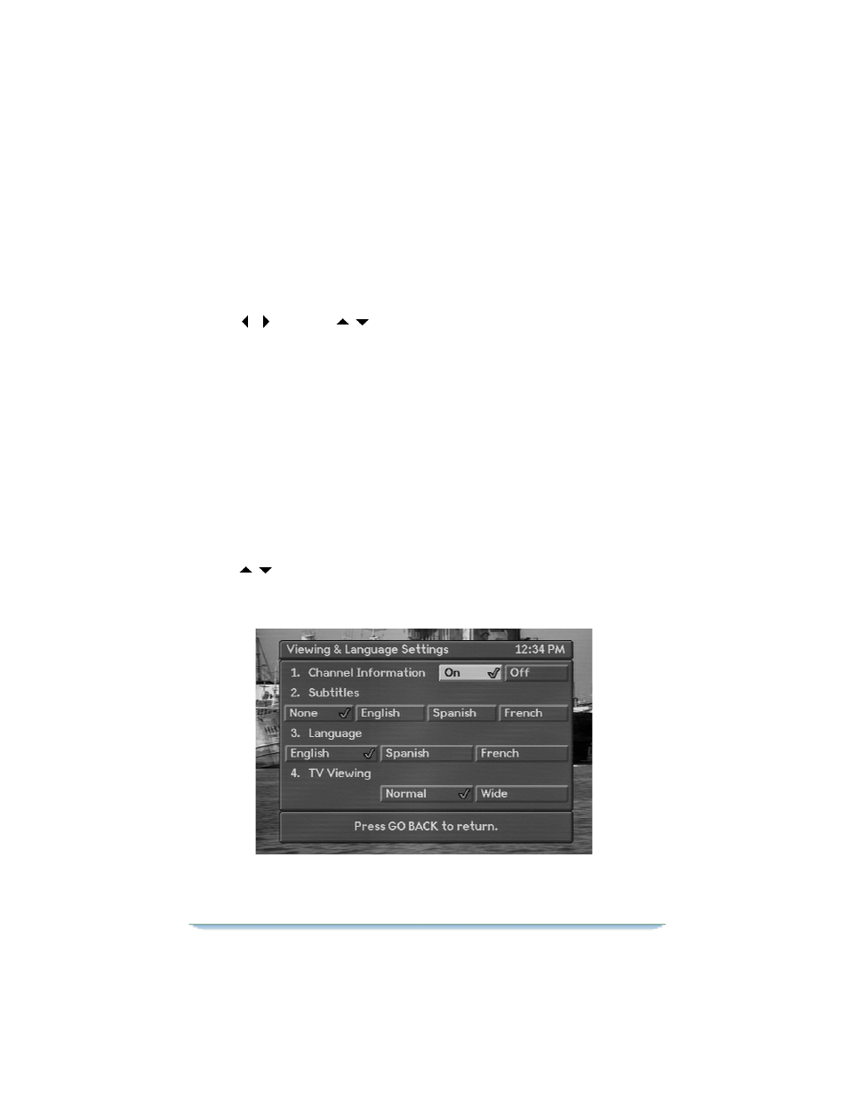 Choosing the menu language | Motorola DSR470 User Manual | Page 35 / 88