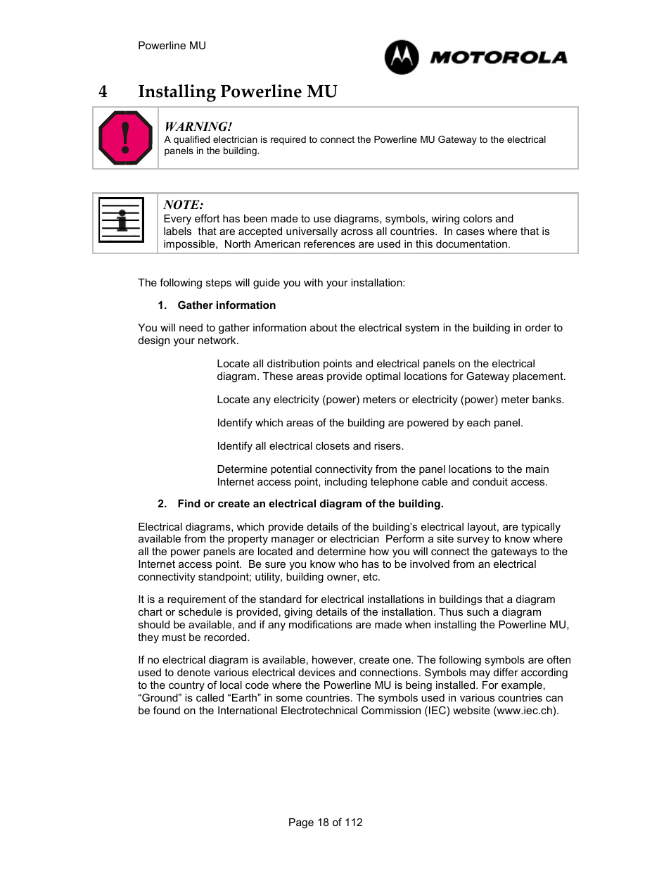 4 installing powerline mu 18, Installing powerline mu, 4installing powerline mu | Motorola Canopy Powerline MU User Manual | Page 18 / 112