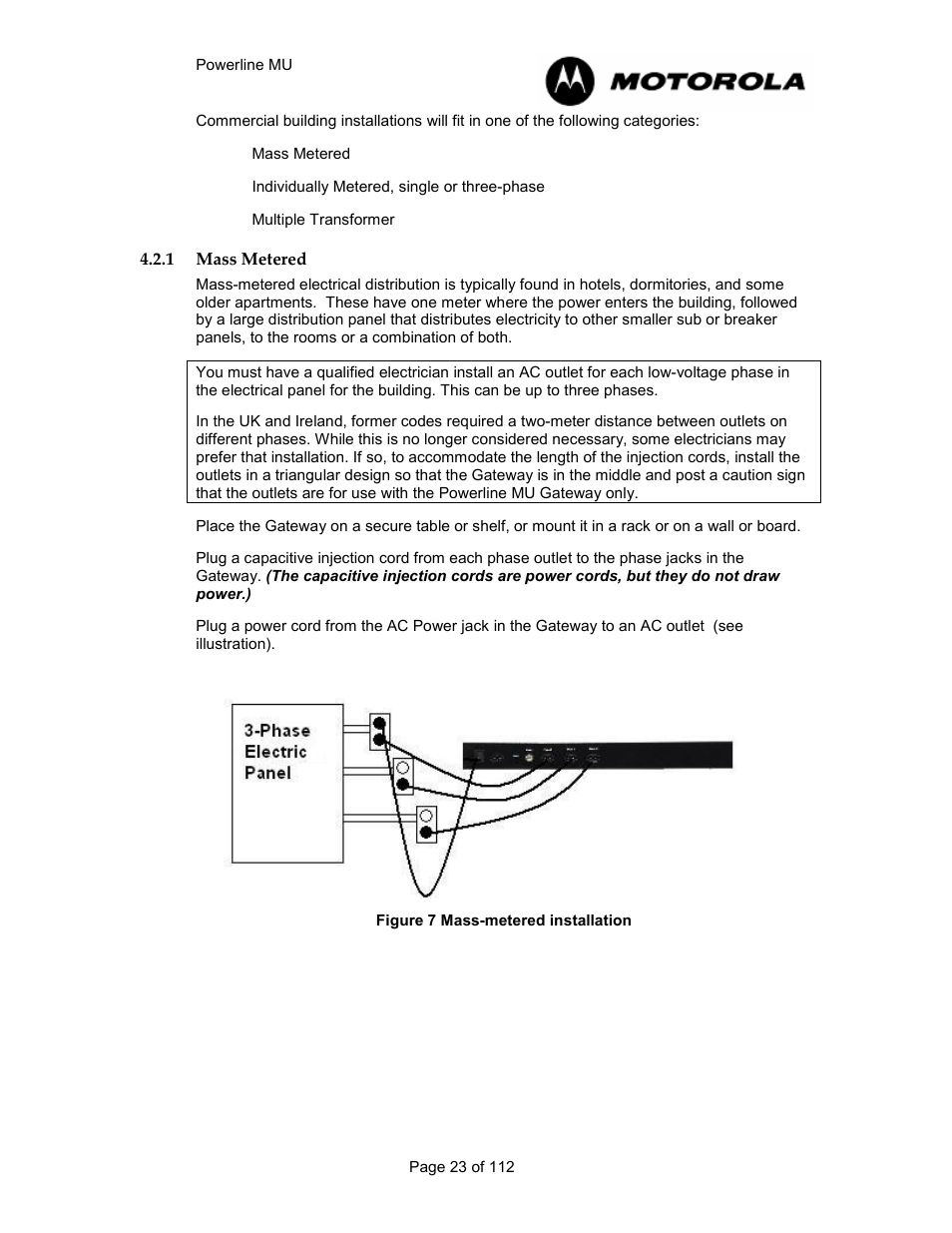 1 mass metered 23, Mass metered, Figure 7 mass-metered installation | Motorola Canopy Powerline MU User Manual | Page 23 / 112