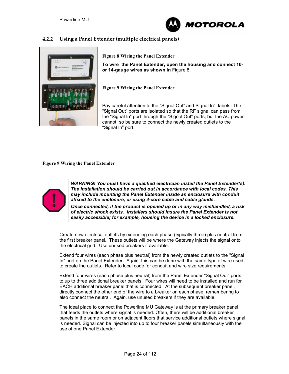 Figure 8 wiring the panel extender | Motorola Canopy Powerline MU User Manual | Page 24 / 112