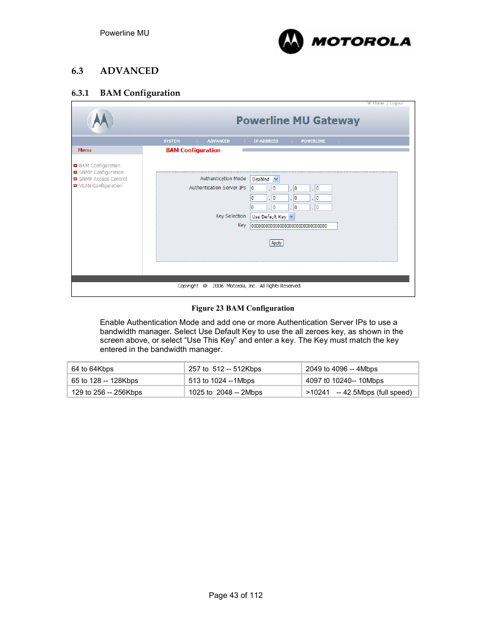 3 advanced 43, 1 bam configuration 43, Advanced | Bam configuration, Figure 22 bam configuration | Motorola Canopy Powerline MU User Manual | Page 43 / 112
