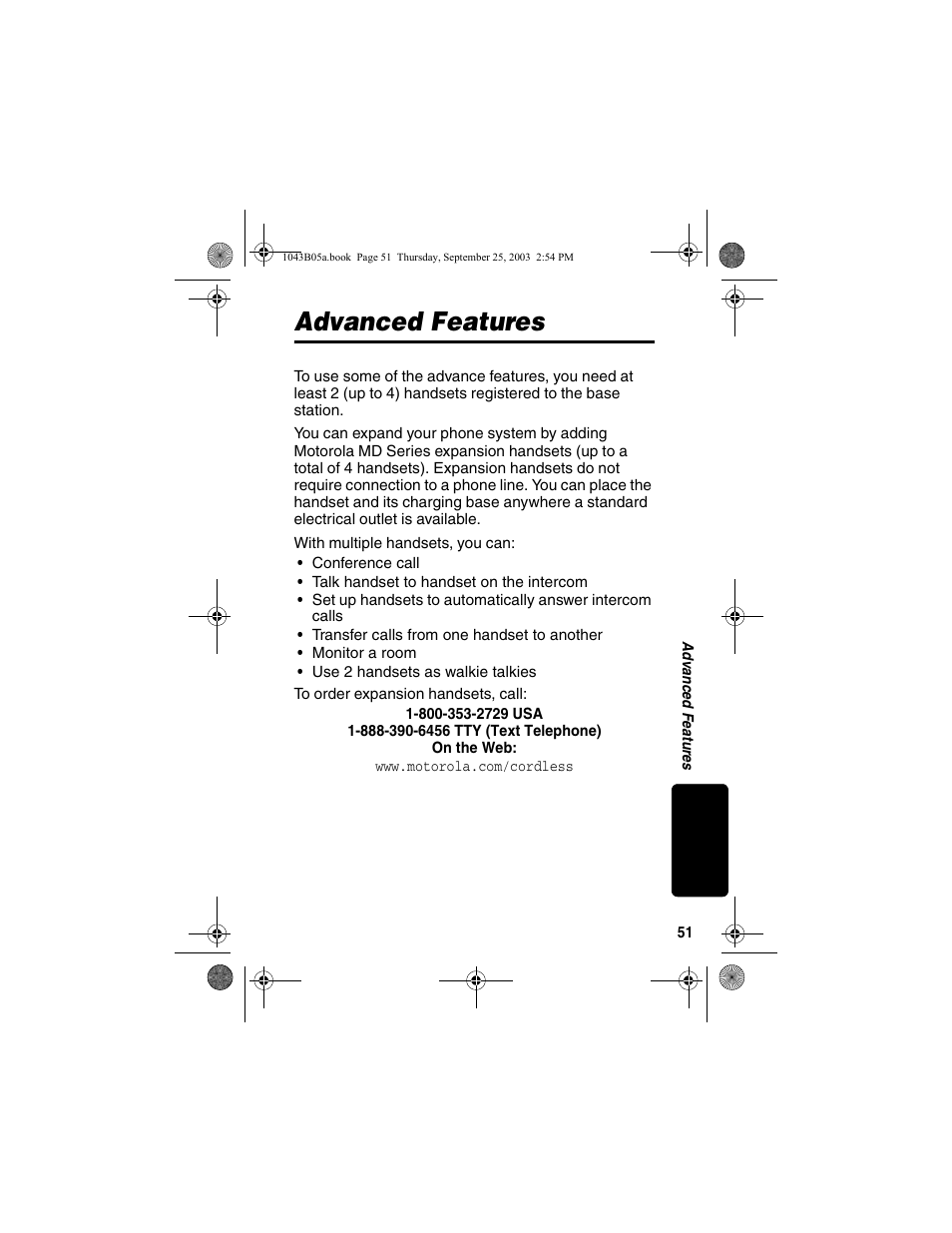 Advanced features | Motorola MD480 Series User Manual | Page 53 / 68