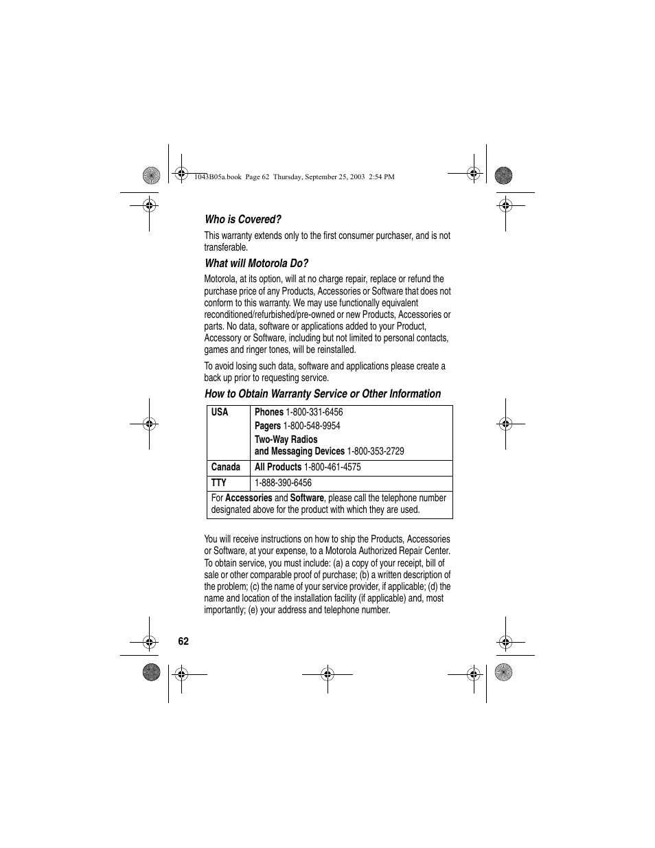 Motorola MD480 Series User Manual | Page 64 / 68