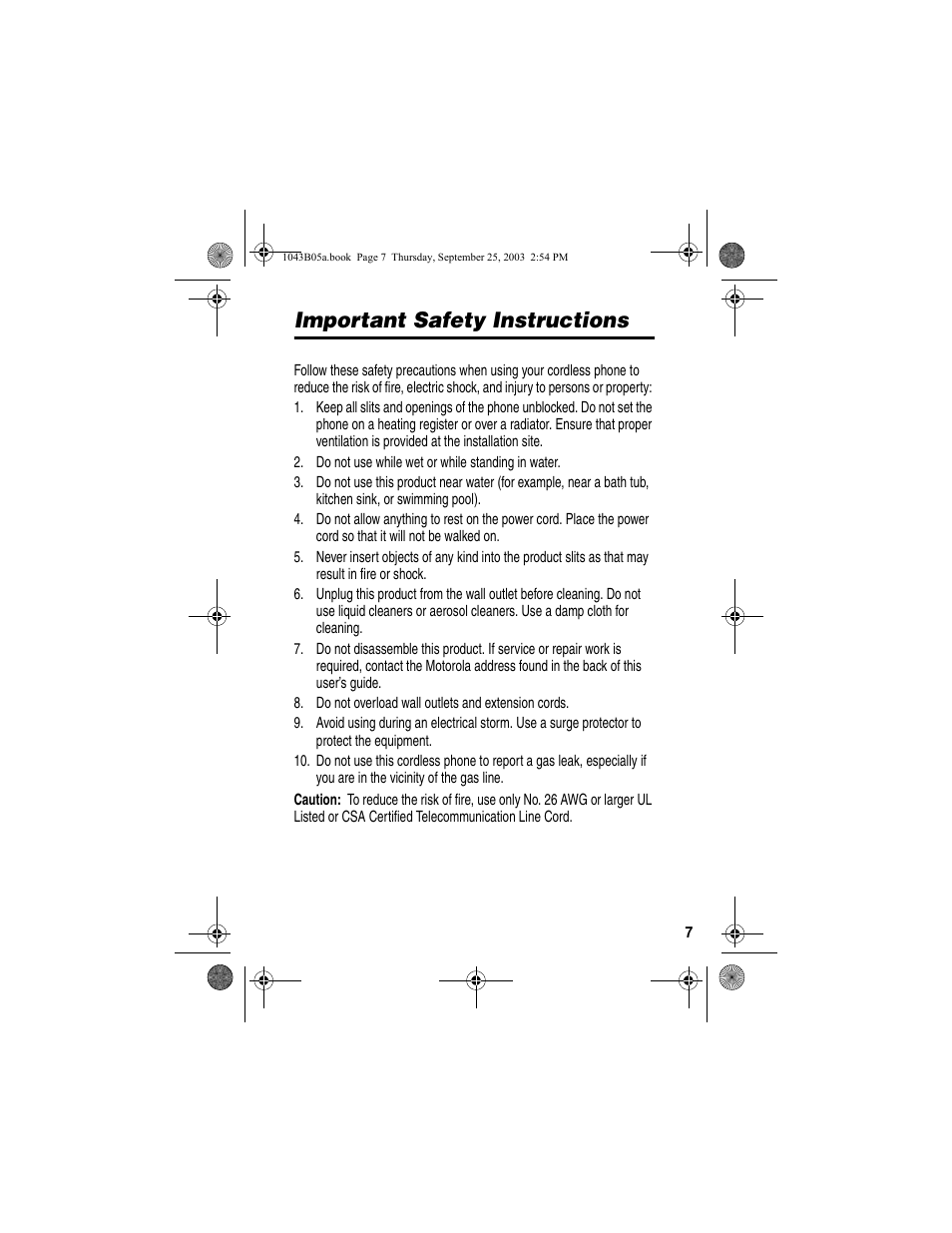 Important safety instructions | Motorola MD480 Series User Manual | Page 9 / 68