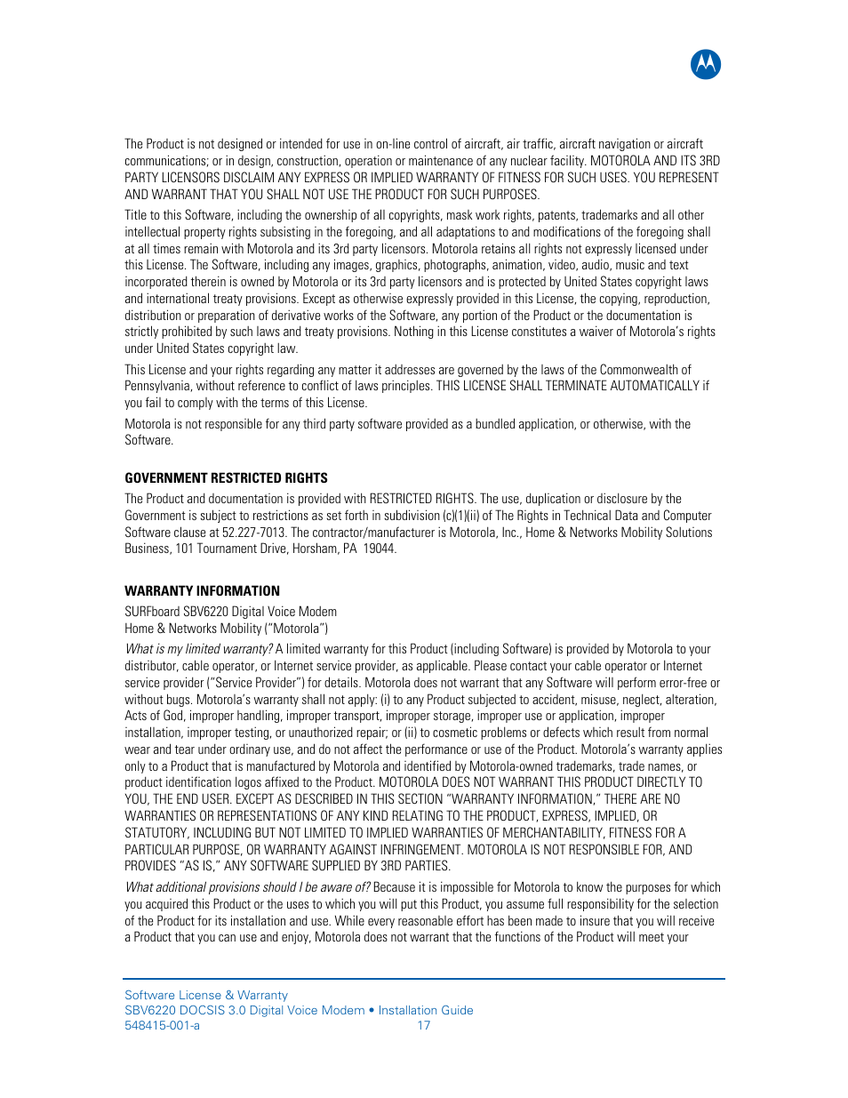 Motorola SURFboard SBV6220 User Manual | Page 25 / 27