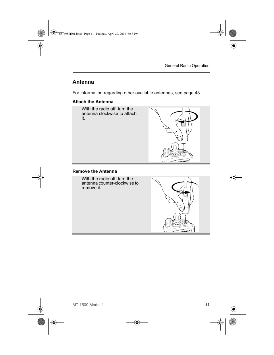 Antenna | Motorola ASTRO MT 1500 User Manual | Page 22 / 76