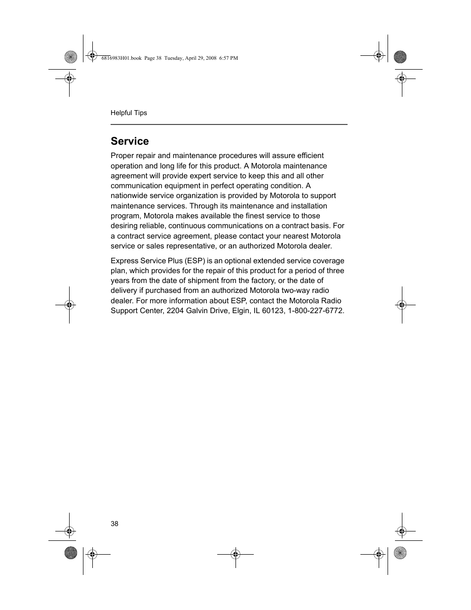 Service | Motorola ASTRO MT 1500 User Manual | Page 49 / 76