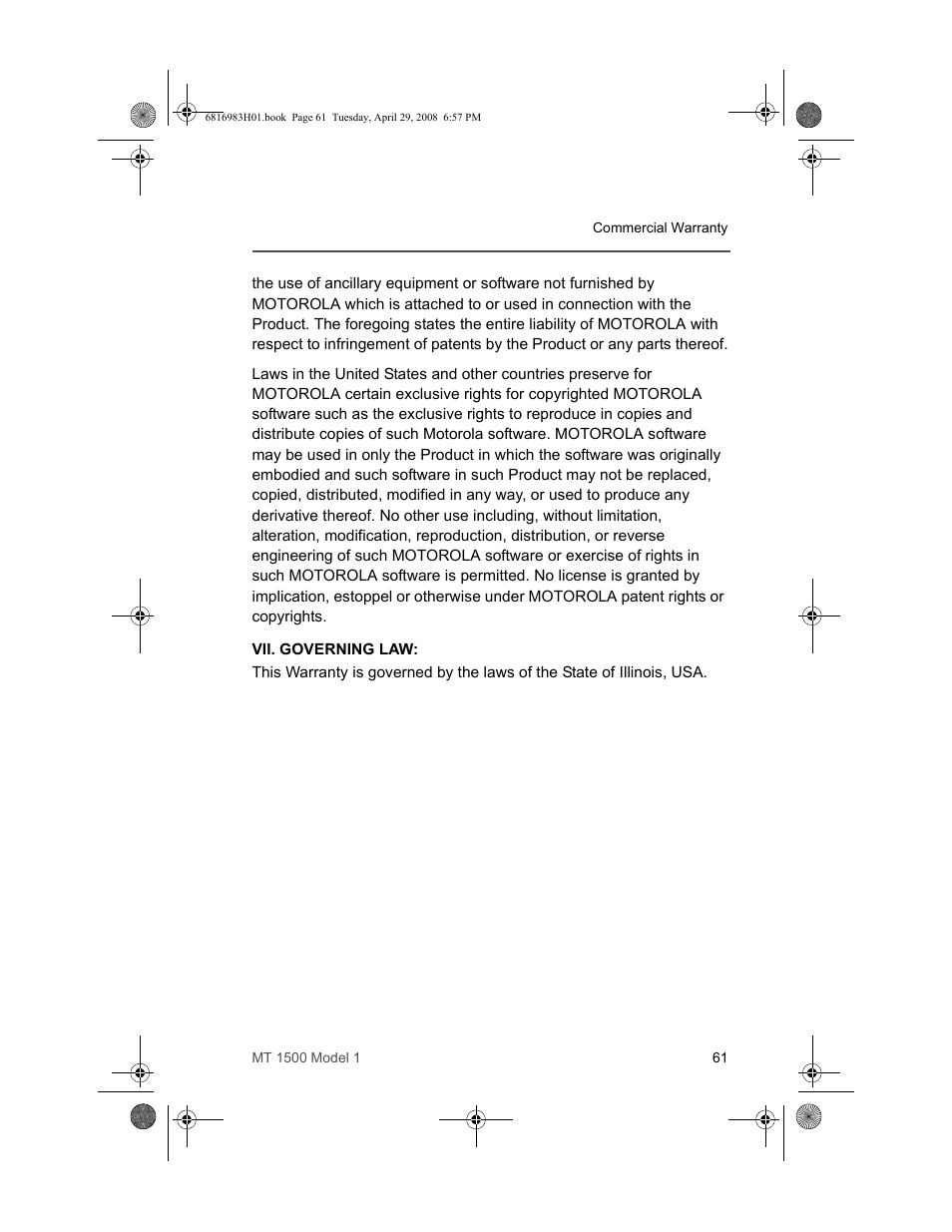 Motorola ASTRO MT 1500 User Manual | Page 72 / 76