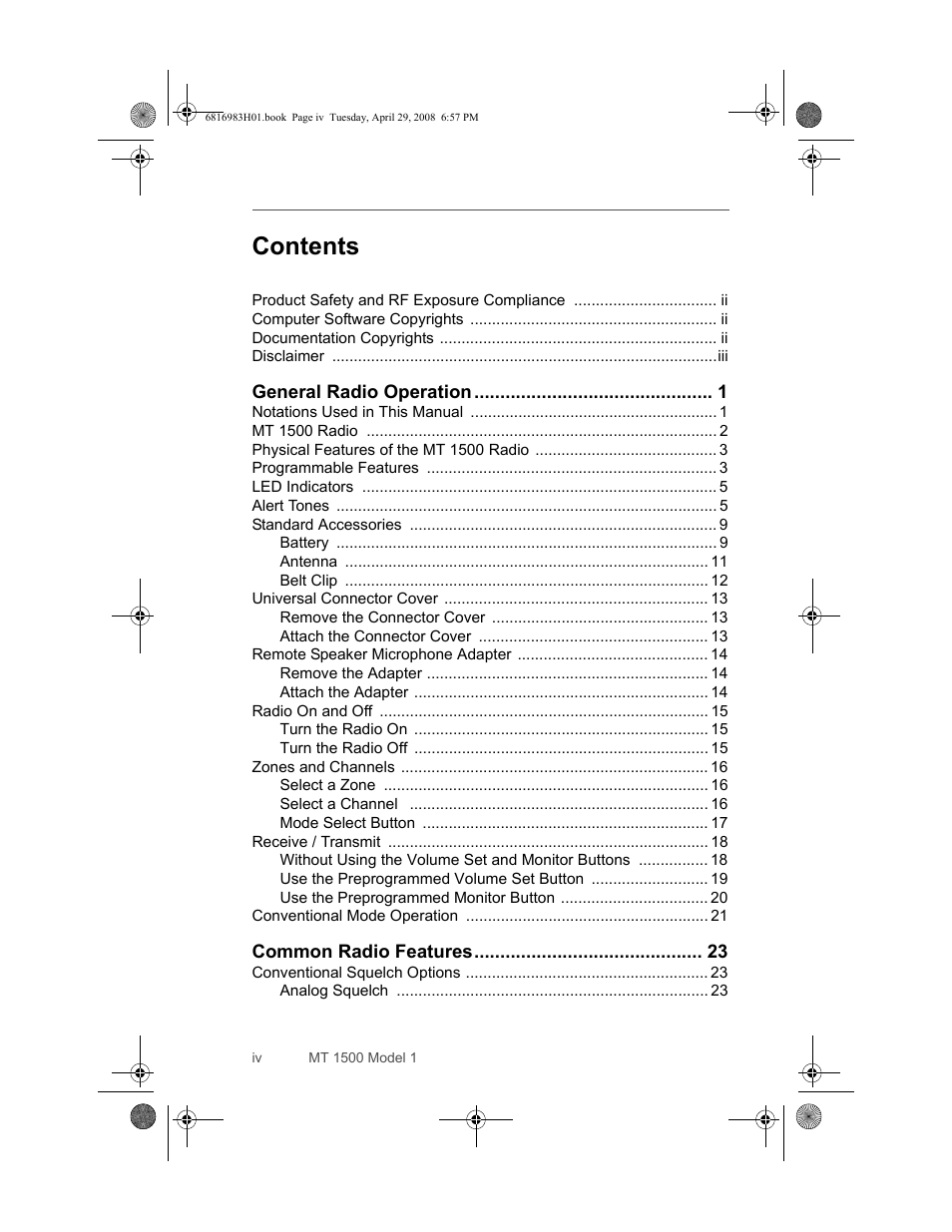 Motorola ASTRO MT 1500 User Manual | Page 8 / 76