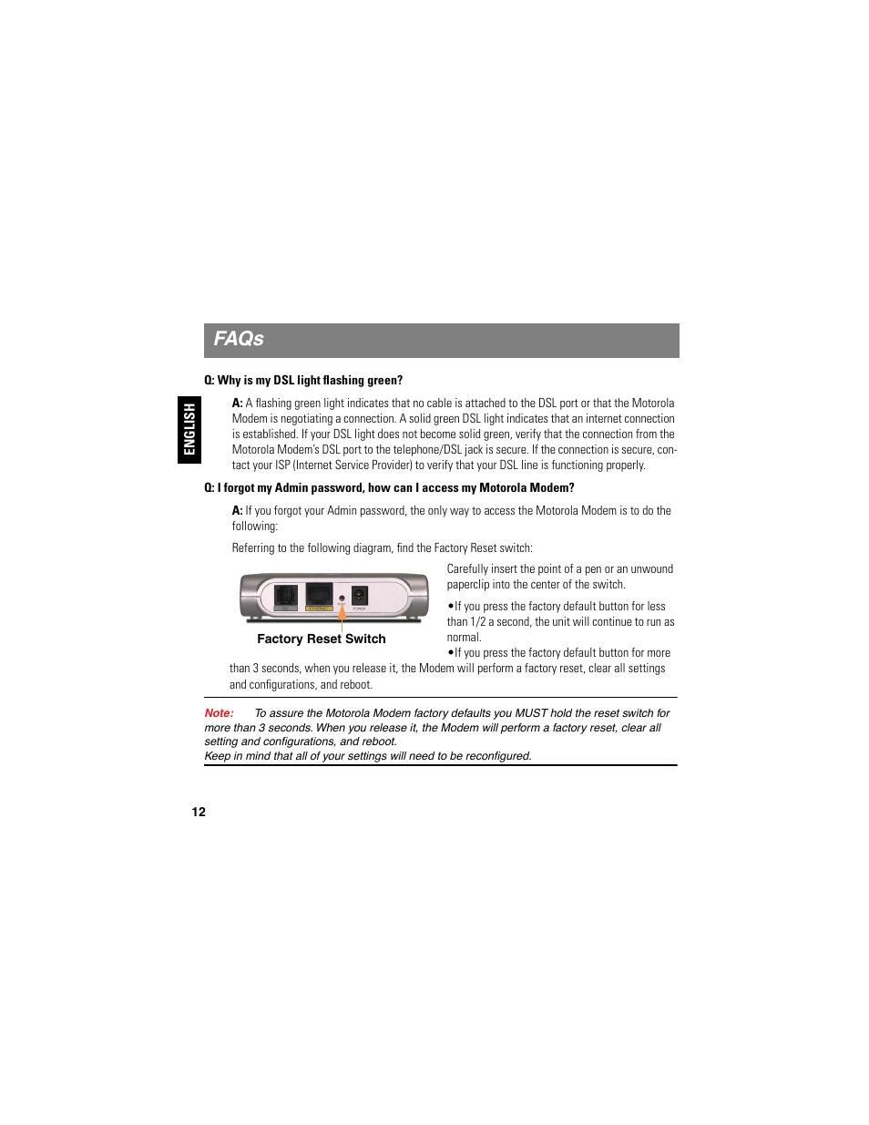 Faqs | Motorola NETOPIA 2210-02 User Manual | Page 12 / 18