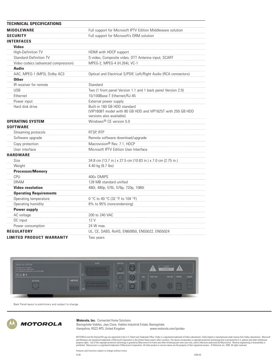 Motorola VIP1616T User Manual | Page 2 / 2