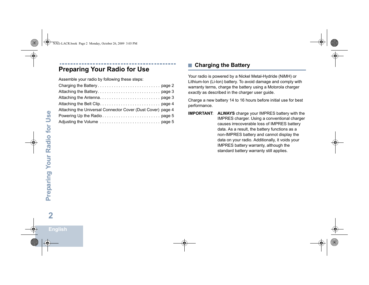 Preparing your radio for use, Charging the battery | Motorola MOTOTRBO XPR 6380 User Manual | Page 10 / 42