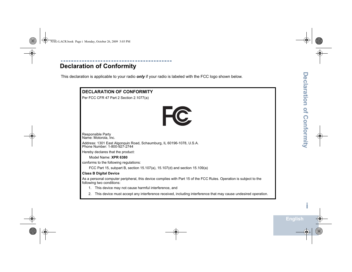 Declaration of conformity | Motorola MOTOTRBO XPR 6380 User Manual | Page 3 / 42