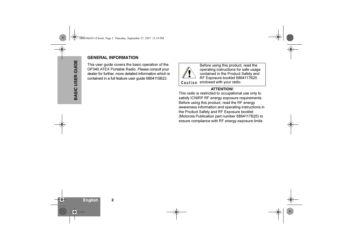 General information | Motorola GP340 EX User Manual | Page 4 / 18