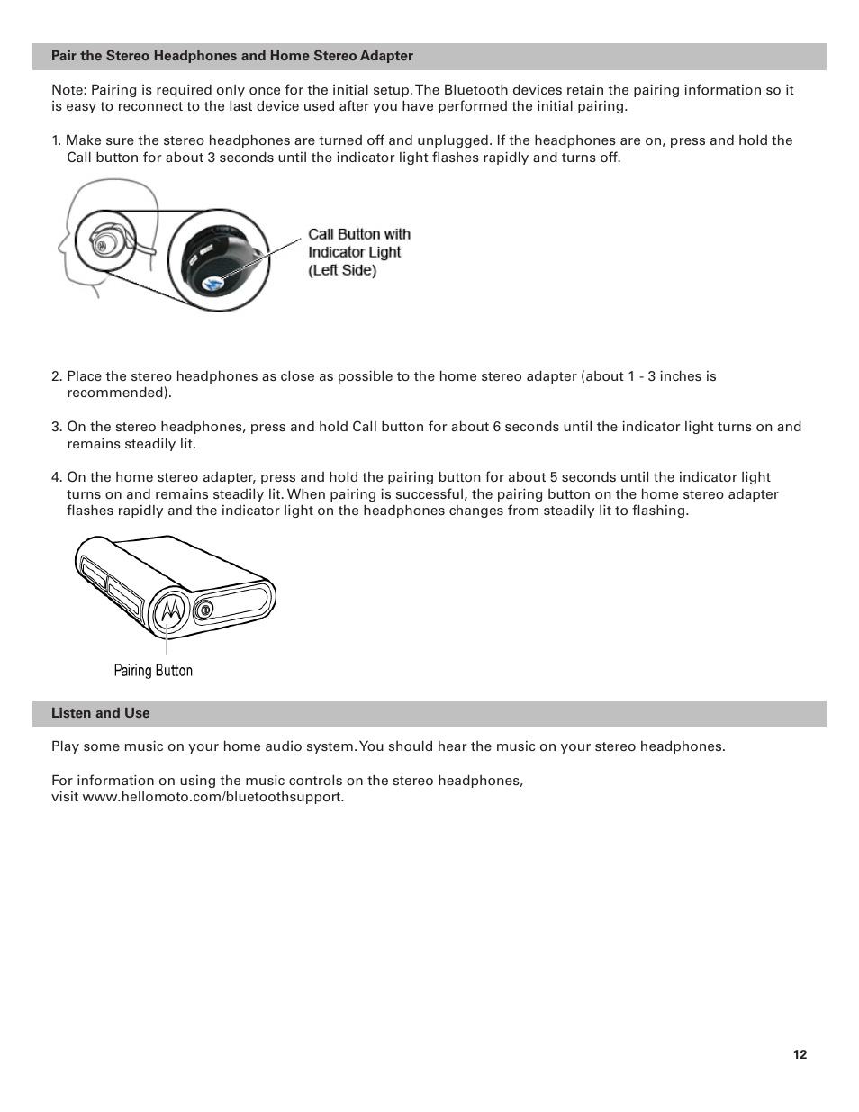 Motorola BLUETOOTH STEREO HEADPHONES User Manual | Page 12 / 36