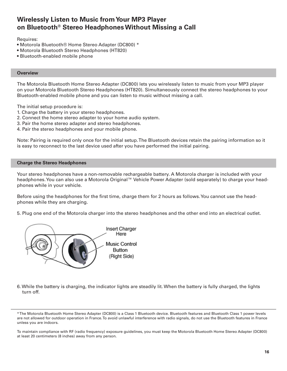 Stereo headphones without missing a call | Motorola BLUETOOTH STEREO HEADPHONES User Manual | Page 16 / 36