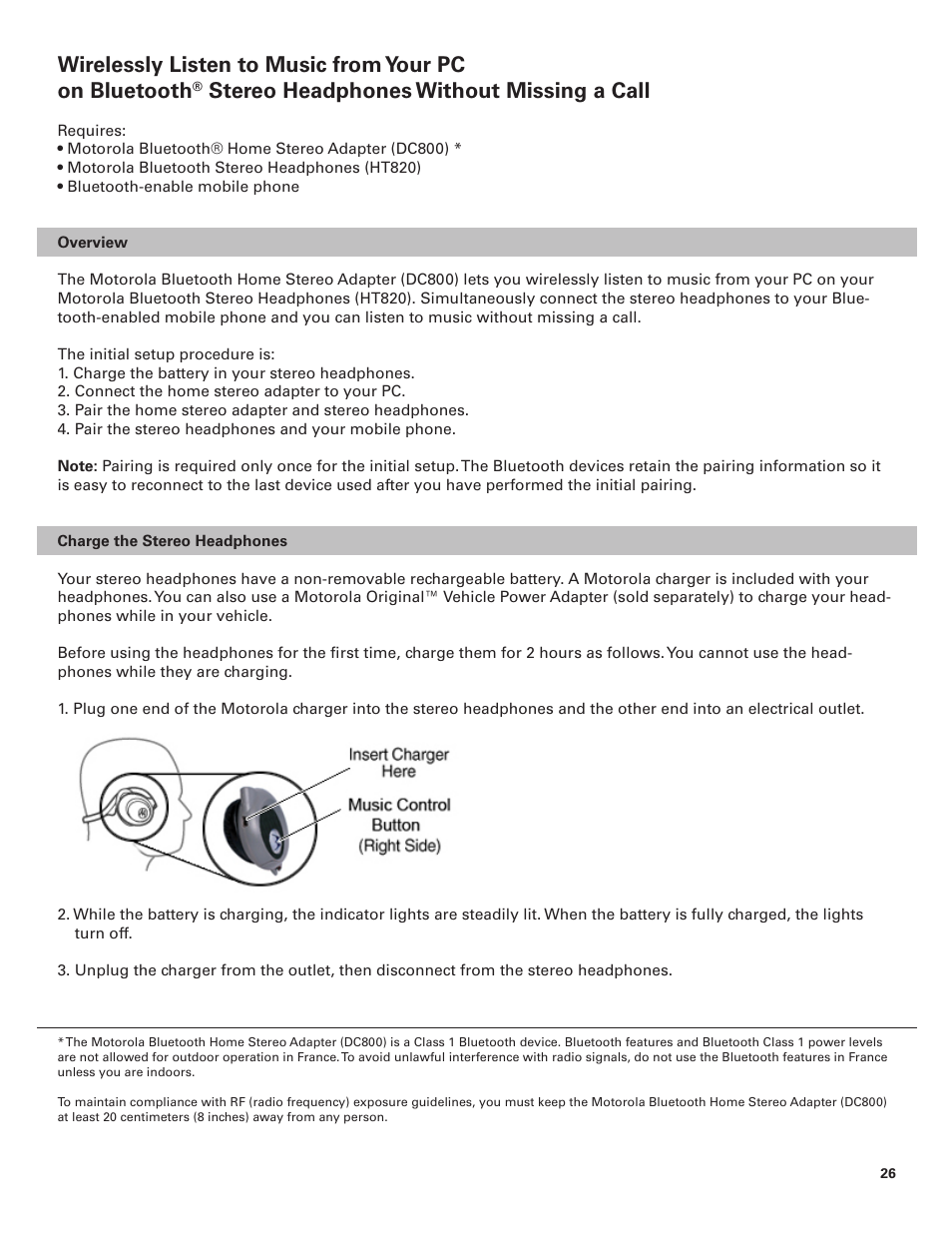 Stereo headphones without missing a call | Motorola BLUETOOTH STEREO HEADPHONES User Manual | Page 26 / 36