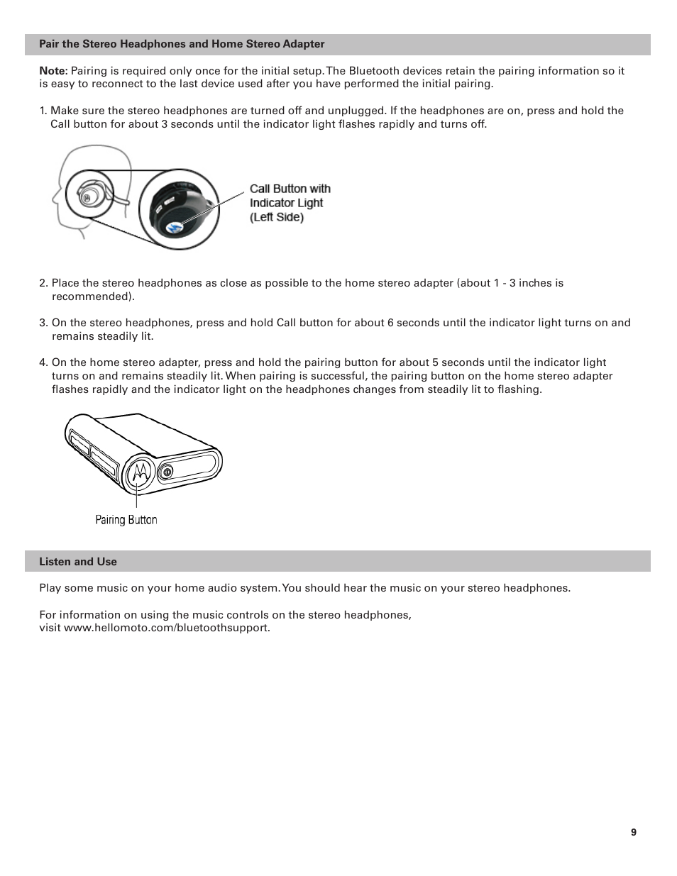 Motorola BLUETOOTH STEREO HEADPHONES User Manual | Page 9 / 36