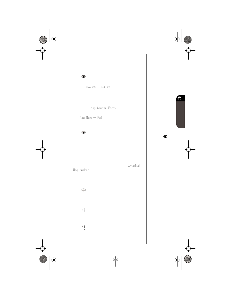 Viewing a short message, Entering the message center, Reading the most recent message | Retrieving a specific message, Reading subsequent messages, Reading the time/date of message, Reviewing current message | Motorola digital cellular phone User Manual | Page 35 / 95