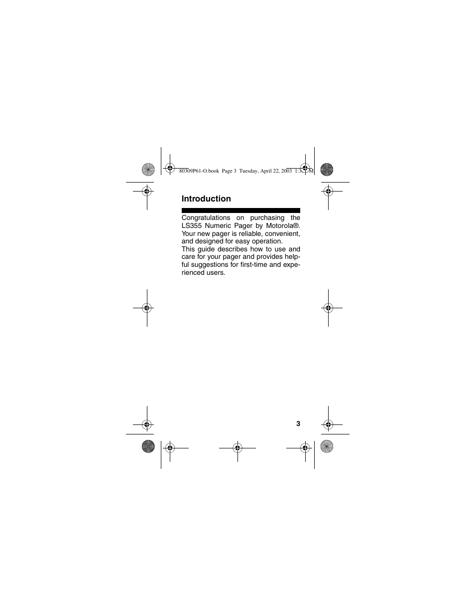 Introduction | Motorola LS355 User Manual | Page 3 / 24