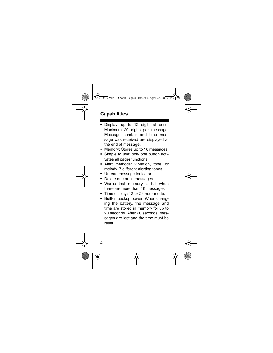 Capabilities | Motorola LS355 User Manual | Page 4 / 24