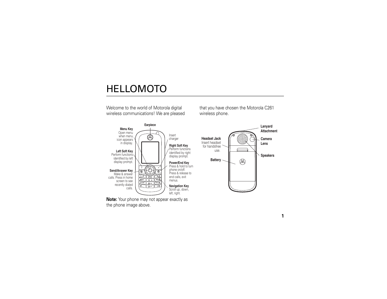 Hellomoto | Motorola C261 TracFone User Manual | Page 3 / 78