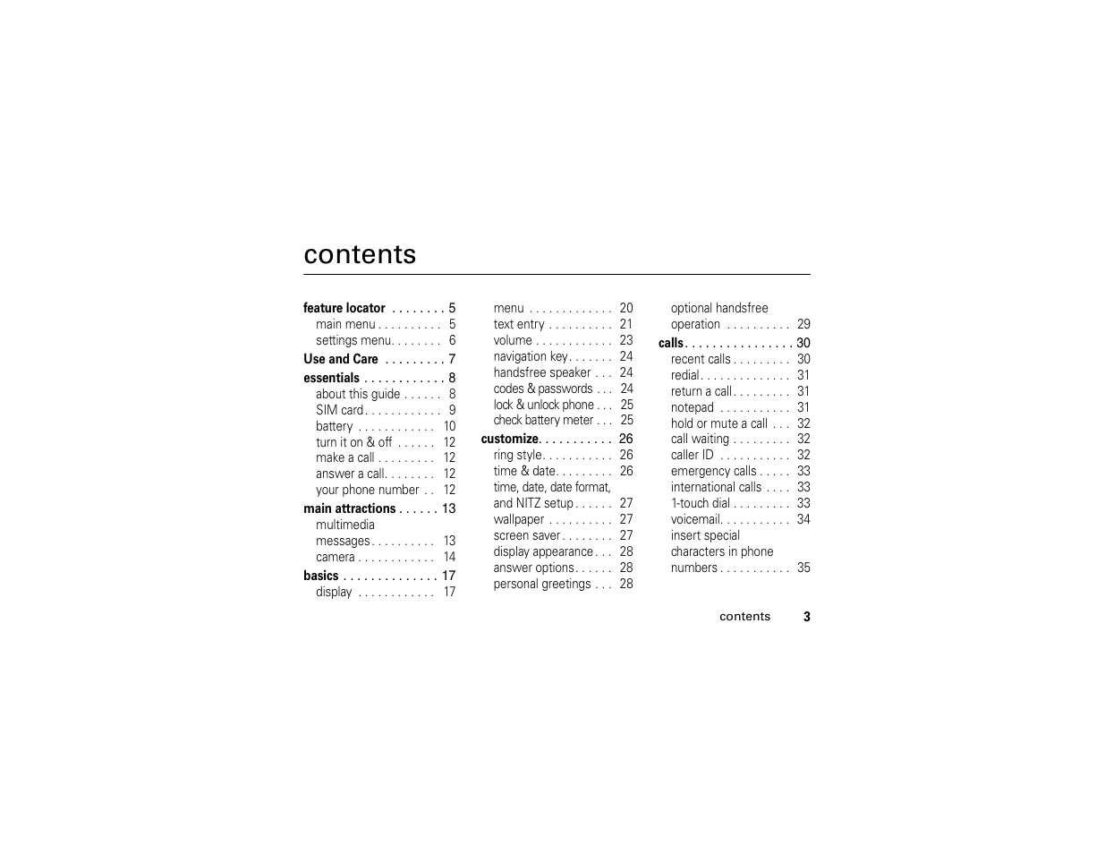Motorola C261 TracFone User Manual | Page 5 / 78