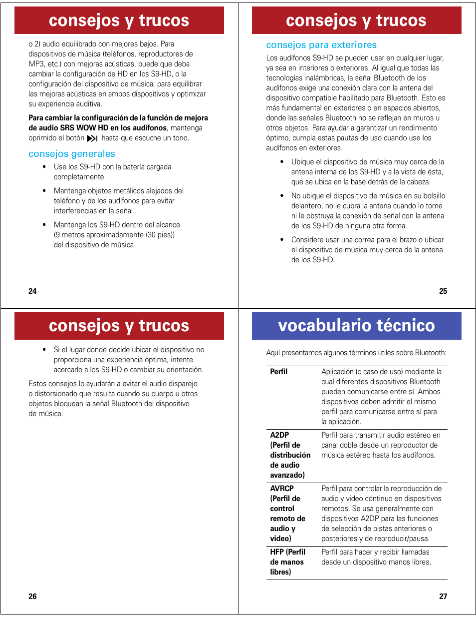 Consejos y trucos, Vocabulario técnico | Motorola MOTOROKR S9-HD User Manual | Page 14 / 15