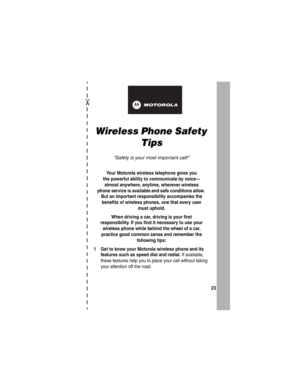 Wireless phone safety tips | Motorola C650 User Manual | Page 119 / 124