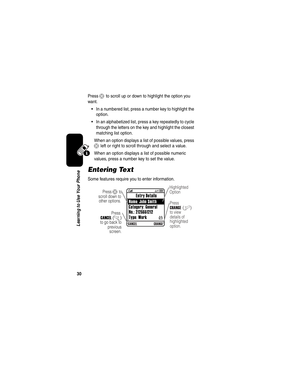 Entering text | Motorola C650 User Manual | Page 32 / 124