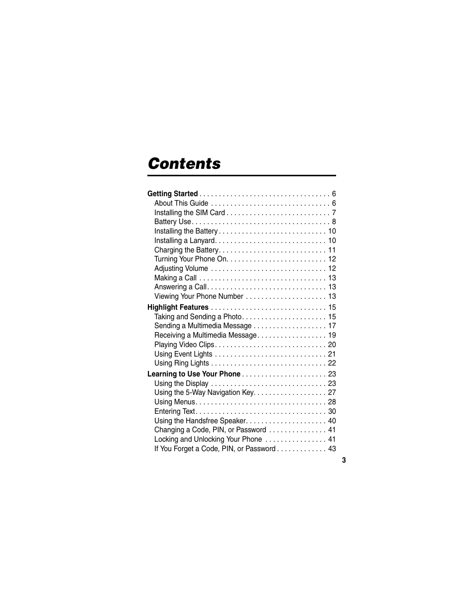 Motorola C650 User Manual | Page 5 / 124