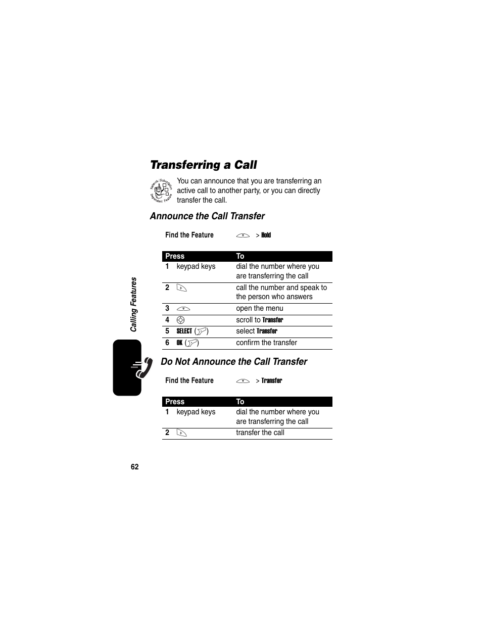 Transferring a call | Motorola C650 User Manual | Page 64 / 124