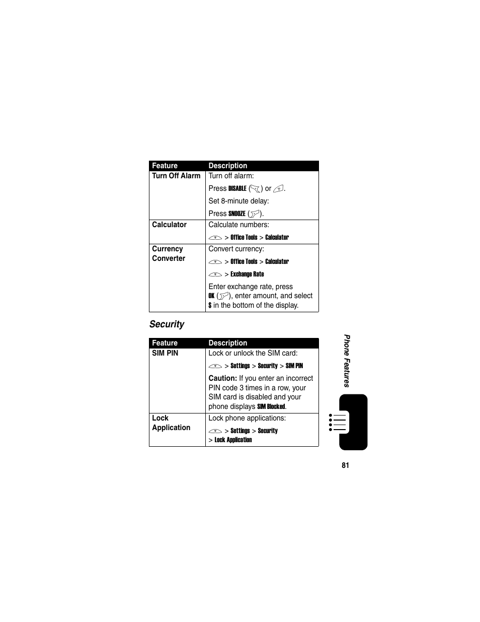 Security | Motorola C650 User Manual | Page 83 / 124