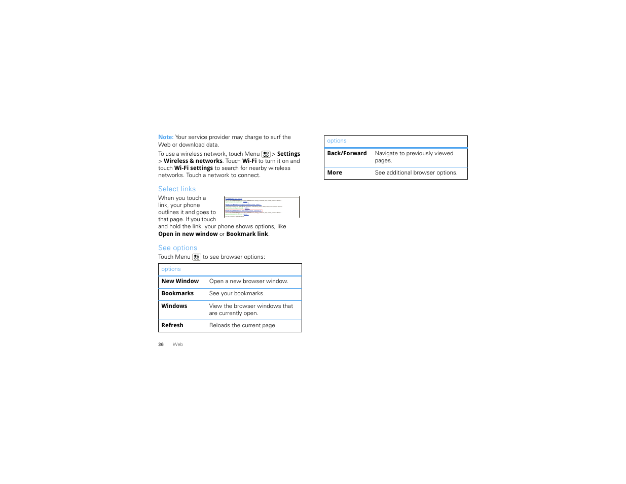 Select links, See options | Motorola 68000202881-B 66 User Manual | Page 38 / 70