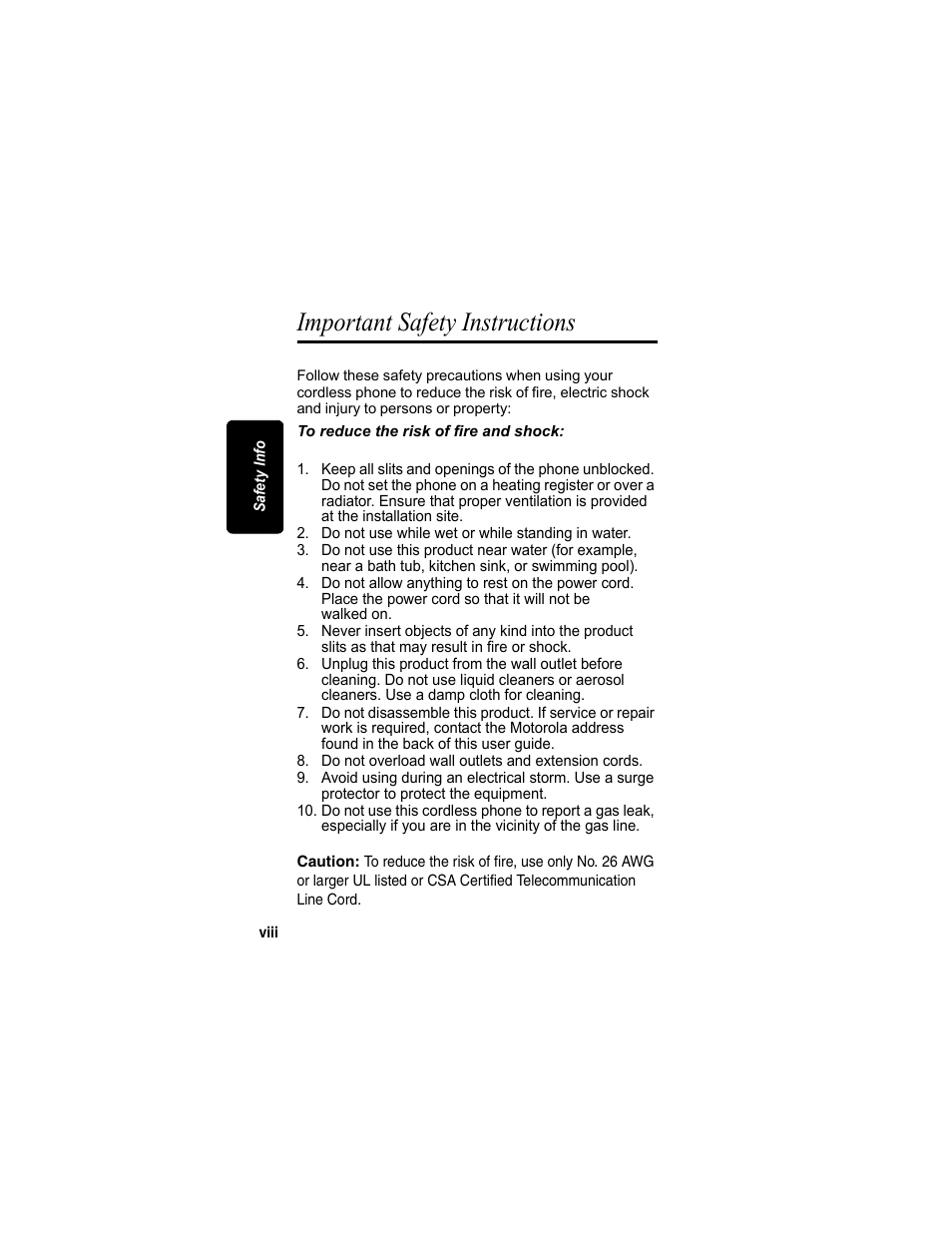 Important safety instructions | Motorola MD7090 User Manual | Page 10 / 72