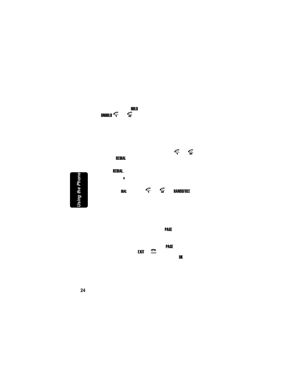 Putting a call on hold, Redialing a number, Finding a lost or misplaced handset | Rli m in a r y | Motorola MD7090 User Manual | Page 44 / 72