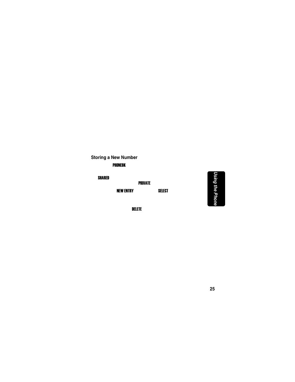 Using the phonebook, Storing a new number, Min a r y | Motorola MD7090 User Manual | Page 45 / 72