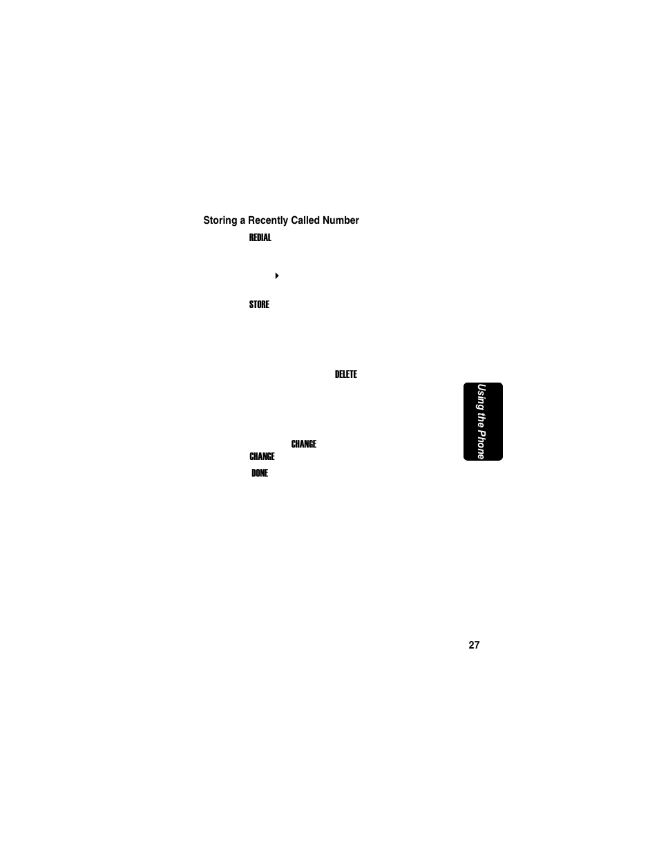 Storing a recently called number, Min a r y | Motorola MD7090 User Manual | Page 47 / 72