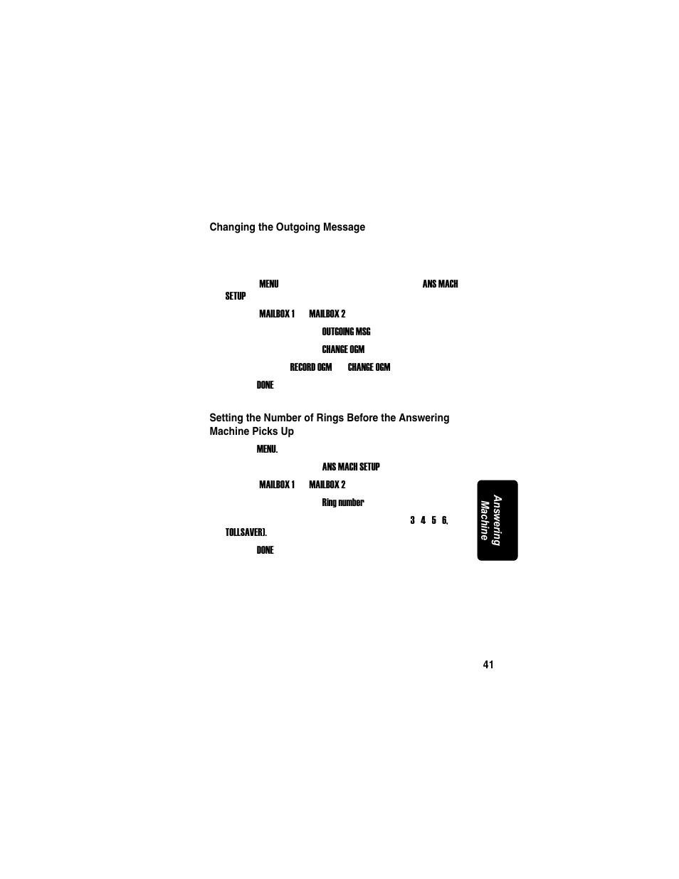 Changing the outgoing message | Motorola MD7090 User Manual | Page 61 / 72