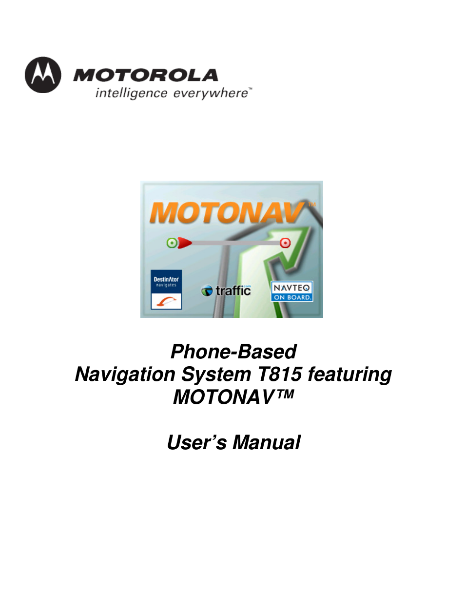 Motorola MOTONAV T815 User Manual | 63 pages