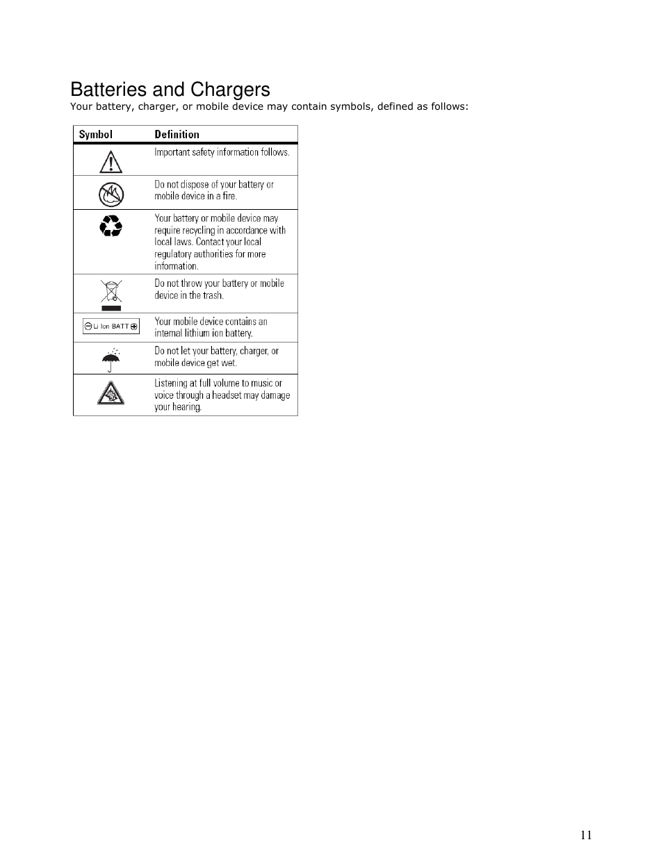 Batteries and chargers | Motorola MOTONAV T815 User Manual | Page 11 / 63