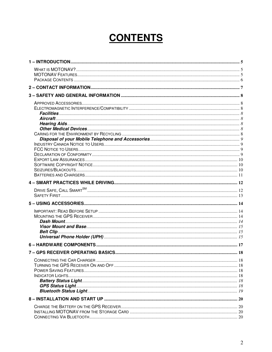 Motorola MOTONAV T815 User Manual | Page 2 / 63